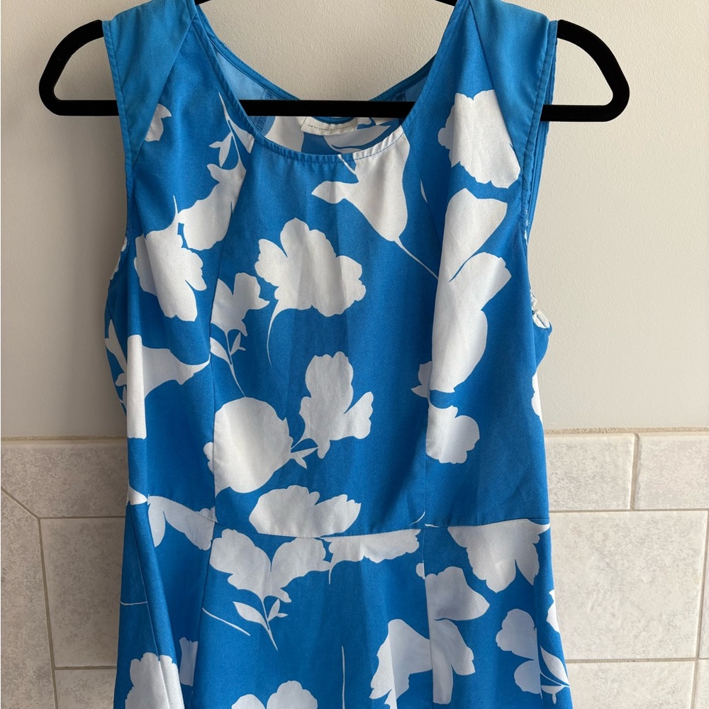 Blue and White Floral Peplum Top